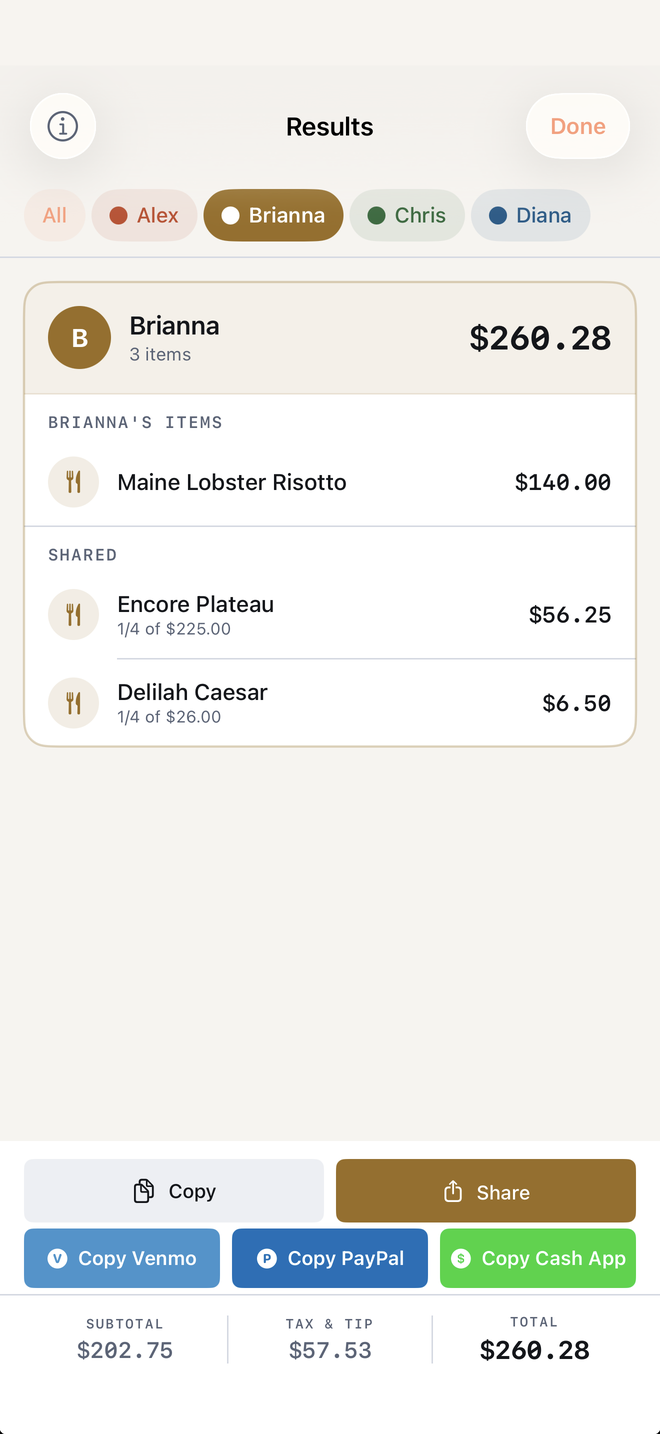Share and collect payment