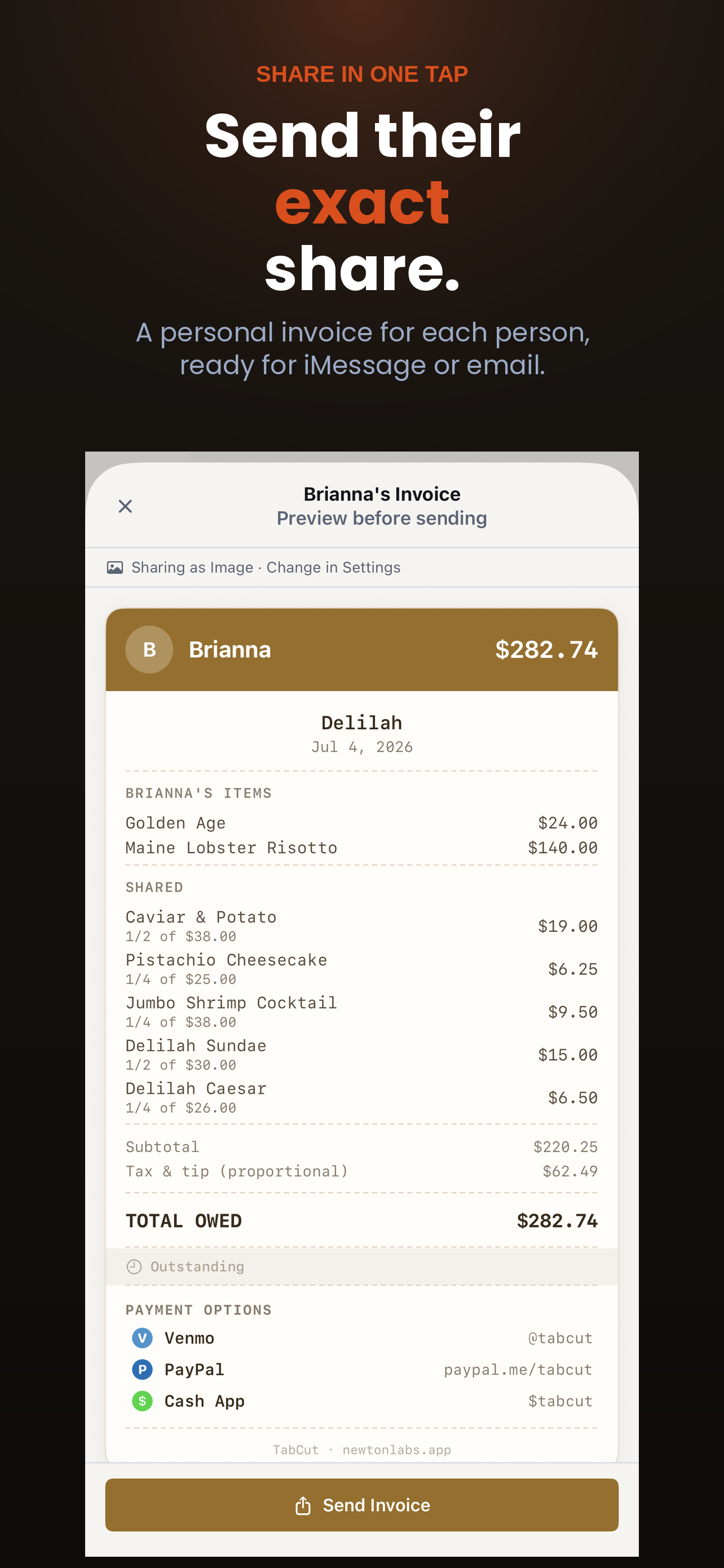 Send individual invoices