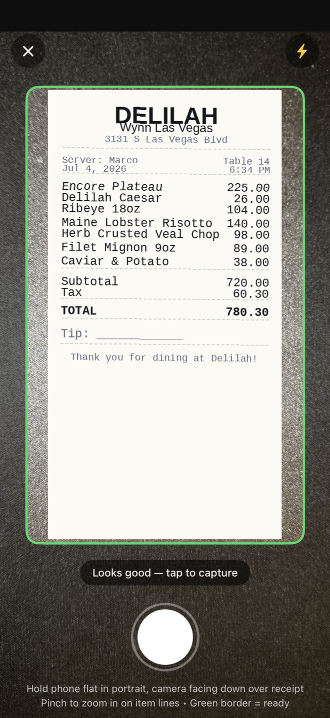 TabCut receipt scanner